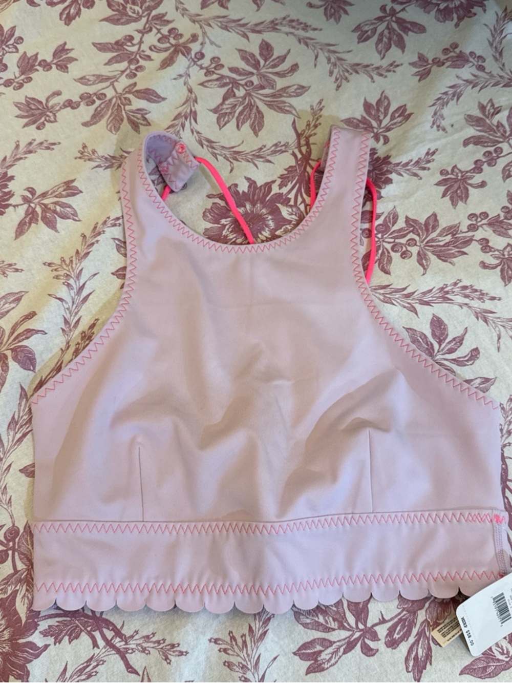 NWT free people movement athletic lavender top with neon Pink cross straps